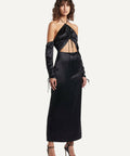 Sir The Label Houdini Silk Midi Dress - 8 / Black - Dresses