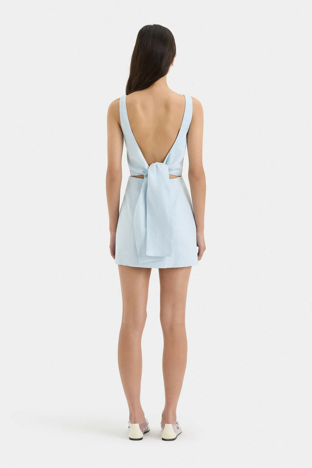 Sir The Label Iris Tie Mini Dress in Blue - Dresses