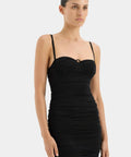 Sir The Label Jacques Gathered Midi Dress in Black - Dresses