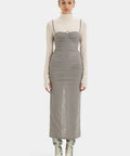 Sir The Label Jacques Gathered Midi Dress in Slate Grey - Dresses