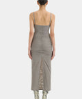 Sir The Label Jacques Gathered Midi Dress in Slate Grey - Dresses