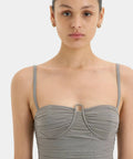 Sir The Label Jacques Gathered Midi Dress in Slate Grey - Dresses