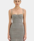 Sir The Label Jacques Gathered Midi Dress in Slate Grey - Dresses