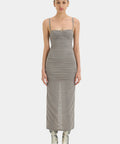 Sir The Label Jacques Gathered Midi Dress in Slate Grey - Dresses