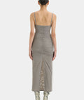 Sir The Label Jacques Gathered Midi Dress Slate Size 10 - 10 / Gray - Dresses