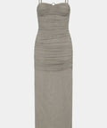 Sir The Label Jacques Gathered Midi Dress Slate Size 10 - 10 / Gray - Dresses