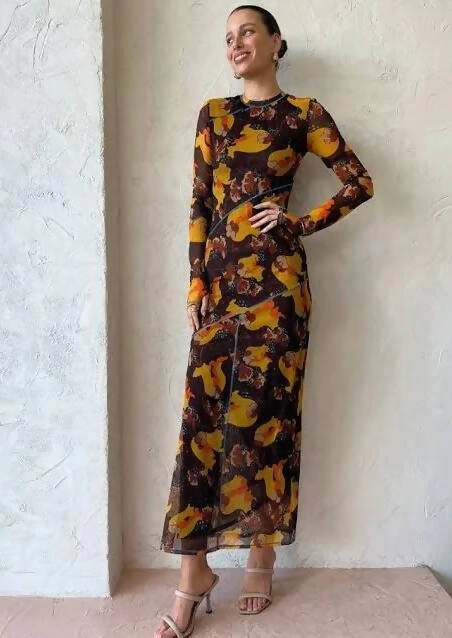 Sir The Label Jacques Mesh Panelled Midi Size 8 10 - Dresses