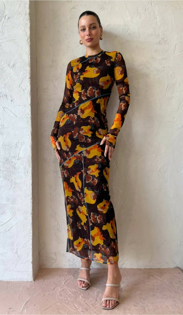 Sir The Label Jacques Mesh Panelled Midi Size 8 10 - Dresses
