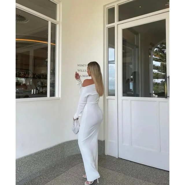 SIR the Label Kelvin Off Shoulder Dress - 6 / Ivory - Dresses
