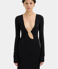 Sir the Label Kinetic Beaded Long Sleeve Maxi Dress Black Size /AU 6 - 6 / Black - Dresses