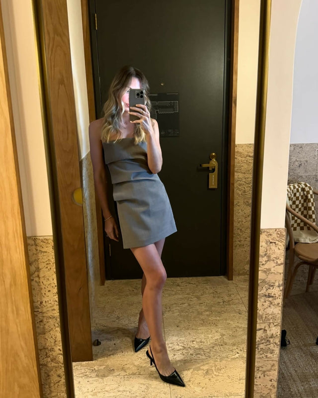 Sir The Label Leonardo Pleated Mini Dress - 6 / Taupe Grey - Dresses