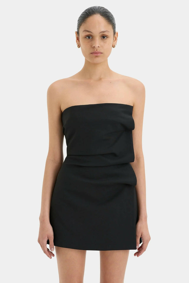 Sir The Label Leonardo Pleated Mini Dress in Black - Dresses