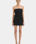 Sir The Label Leonardo Pleated Mini Dress in Black - Dresses