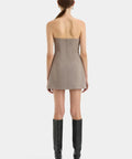 Sir The Label Leonardo Pleated Mini Dress in Taupe - Dresses