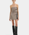 Sir The Label Leonardo Pleated Mini Dress in Taupe - Dresses