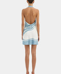 Sir The Label Lilou Halter Mini Dress in Liora Blue - Dresses