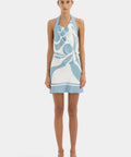 Sir The Label Lilou Halter Mini Dress in Liora Blue - Dresses