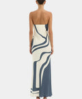 Sir The Label Lilou Strapless Dress in Liora Charcoal Blue - Dresses