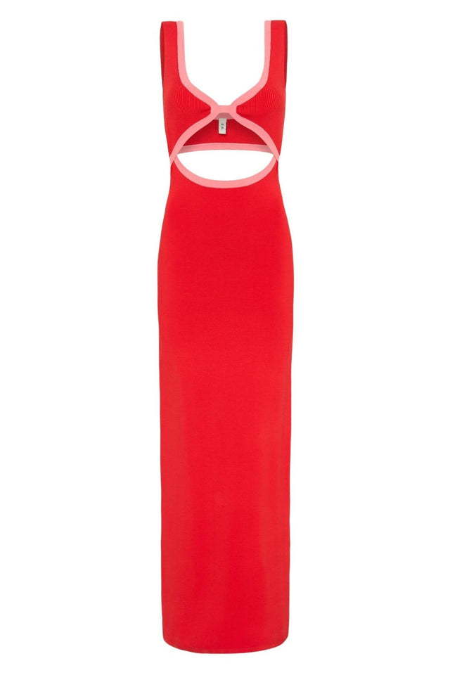 Sir The Label Lupita Shaped Midi Dress In Ruby Red