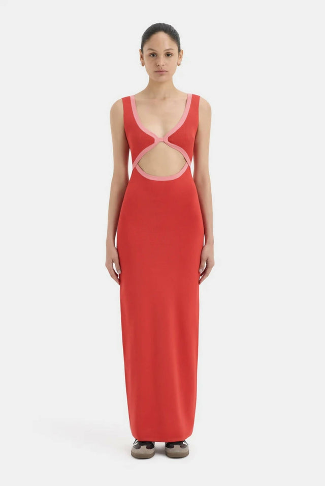 SIR - Sir The Label Lupita Shaped Midi Dress In Ruby Red