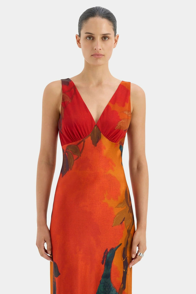 Sir the Label Lush V Neck Dress Wren Print Size AU 8 & 12 - Dresses