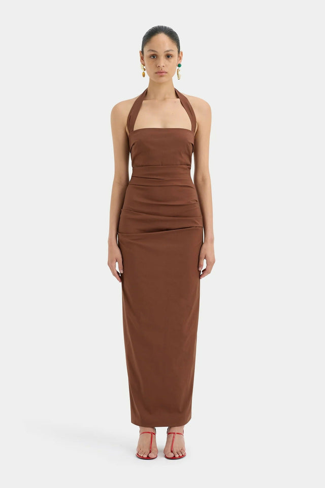 sir brown halter dress Noemi Halter Mini Dress-CHOCOLATE / 3 main image 1