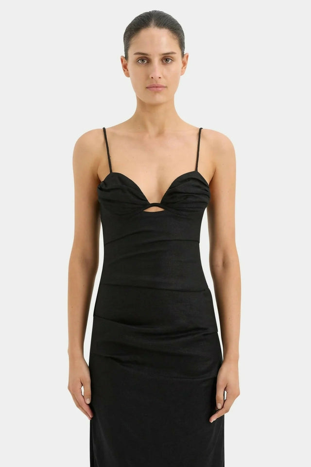 balconette dress midi Sir The Label Noemi Balconette Midi Dress Black Size 6