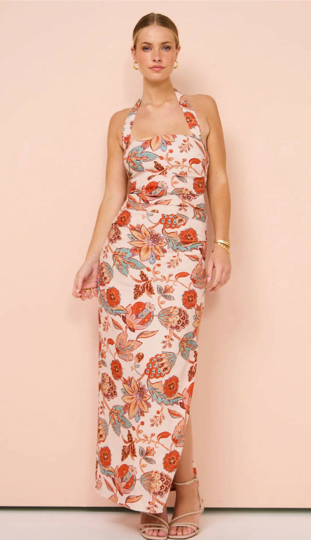 slim fit dress slacks Sir The Label Noemi Halter Midi Dress