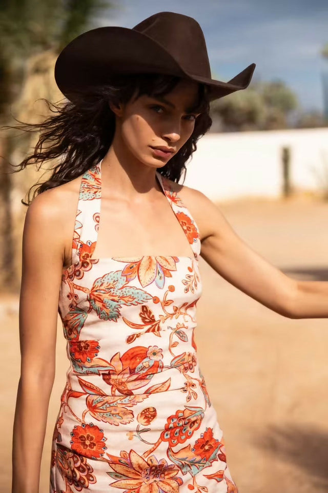 Sir The Label Noemi Halter Midi Dress Desert Wildflower Size 10 - 10 / Floral - Dresses
