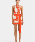 Sir The Label Ramona Halter Wrap Mini Dress Size 10 - 10 / Orange - Dresses