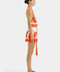Sir the Label Ramona Wrap Halter Mini Dress - 6 / Orange - Dresses