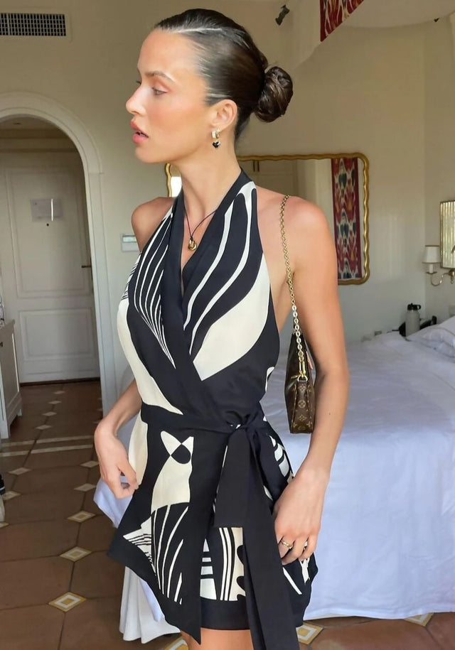 Sir The Label Realise Wrap Halter Mini Size 8 - Dresses