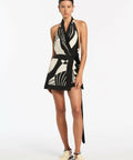 Sir the Label Realisme Halter Wrap Mini Dress - 6 / Black - Dresses
