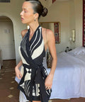 Sir The Label Realisme Wrap Halter Mini Dress - 4 / Print - Dresses