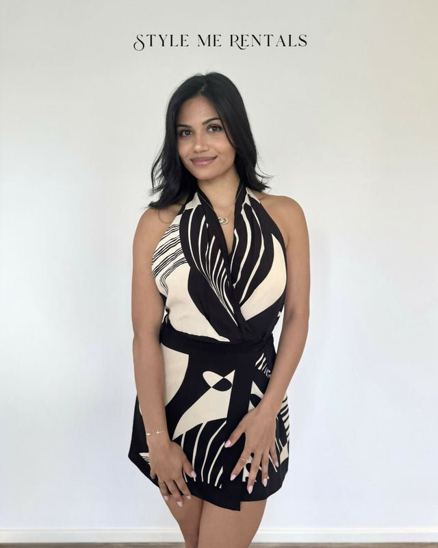 Sir The Label Realisme Wrap Halter Mini Dress Paper Print Size 2 / AU 10 - 10 / Print - Dresses