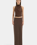 Sir The Label Rioja Halter Scarf Top & Mattheo Midi Skirt Brown - 6 / Brown - Outfit Sets