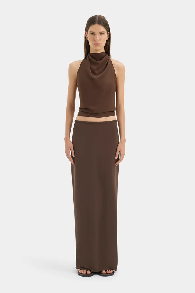 Sir The Label Rioja Halter Scarf Top & Mattheo Midi Skirt Brown - 6 / Brown - Outfit Sets
