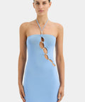 Sir The Label Salvador Beaded Halter Dress - 6 / Blue - Dresses