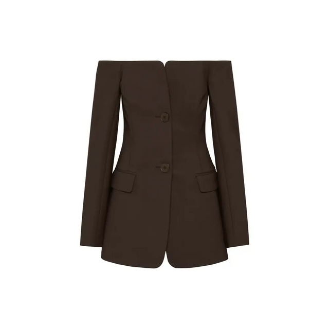 S37-SIR123-1052_SANDRINEOFFSHOULDERTAILOREDMINI_CHOCOLATE-22724-SirTheLabel-12921