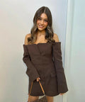 Sir The Label Sandrine Tailored Mini Dress - 4 / Brown - Dresses