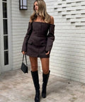 Sir The Label Sandrine Tailored Mini Dress - 4 / Brown - Dresses