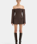 Sir The Label Sandrine Tailored Mini Dress - Brown - 8 / Brown - Dresses