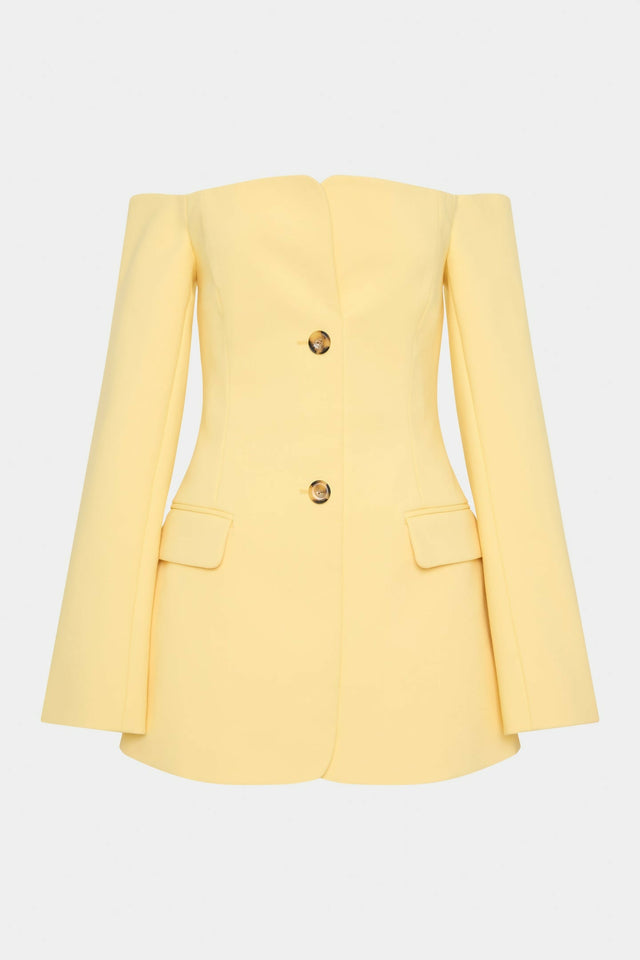 Sir The Label Sandrine Tailored Mini Dress in Lemon - Mini / Yellow - Dresses