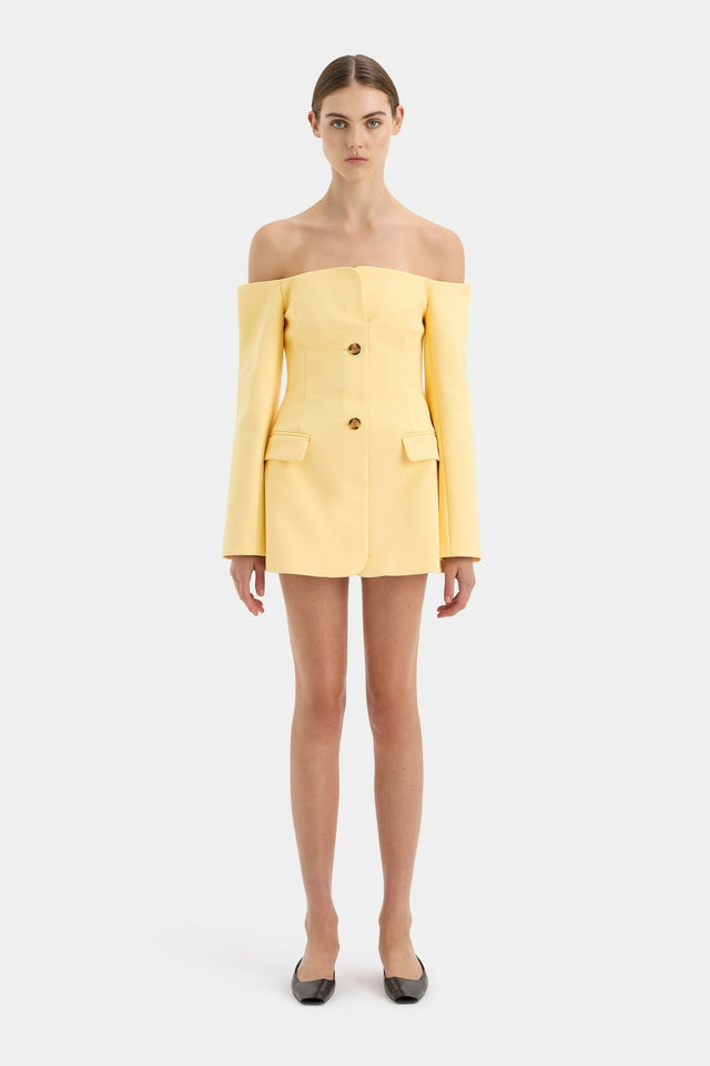 Sir The Label Sandrine Tailored Mini Dress in Lemon - Mini / Yellow - Dresses