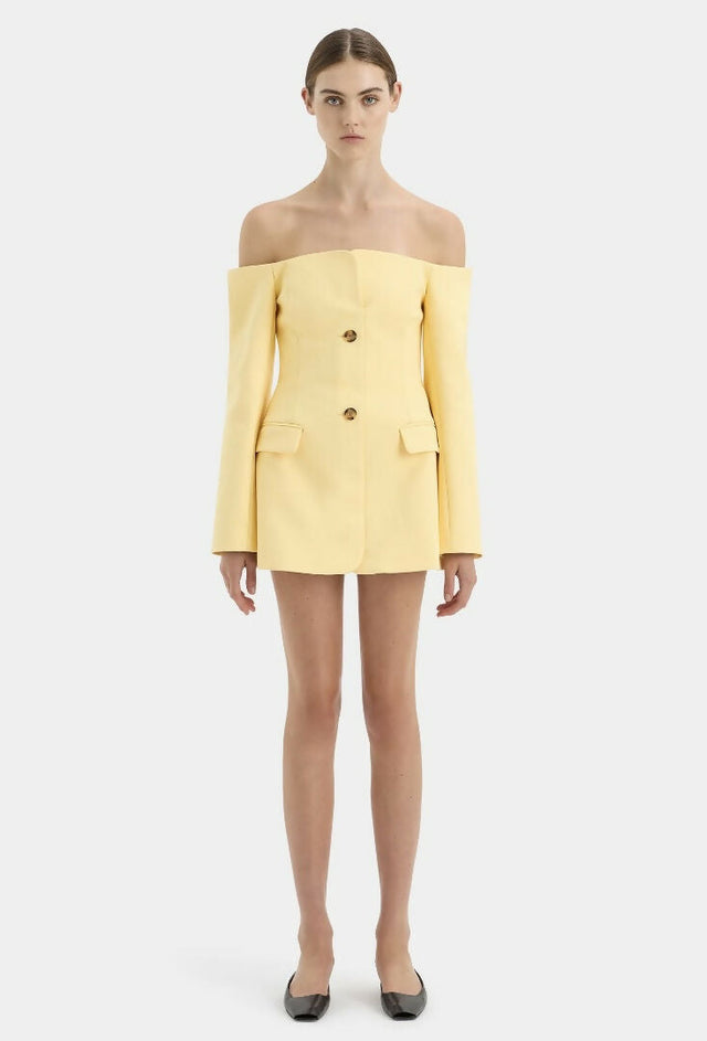 Sir The Label Sandrine Tailored Mini Dress Limone Size 8,10 - Dresses