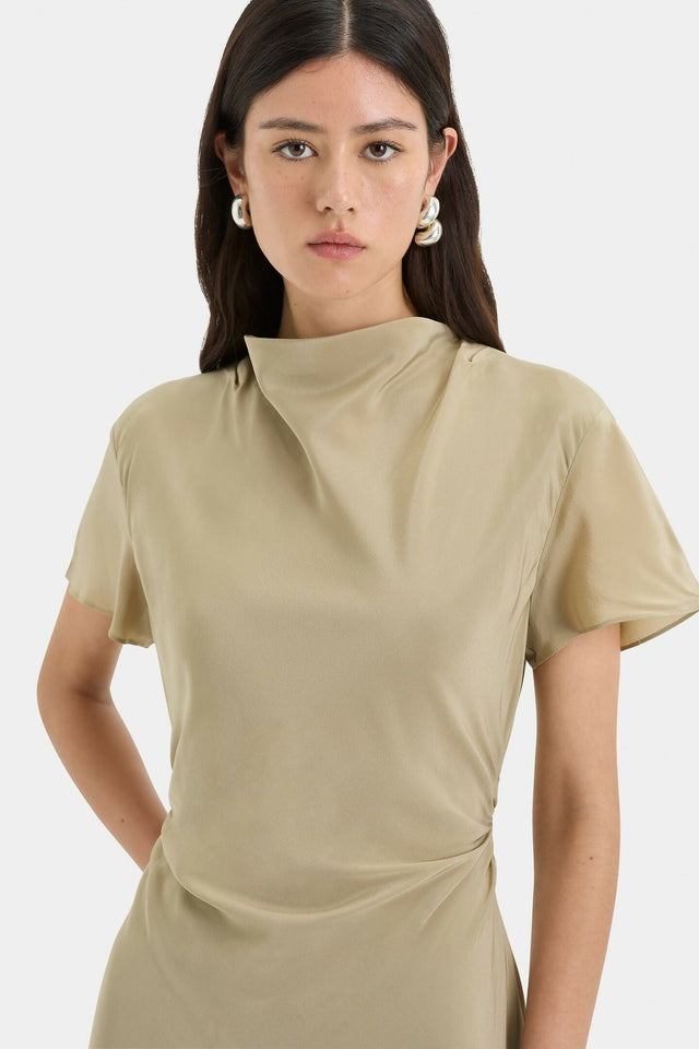 Sir the Label Seameadow Bias Dress Olive Size 8 & 10 - Dresses