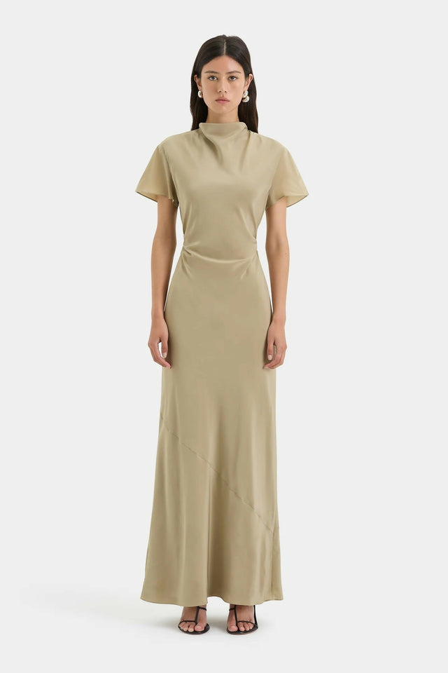 Sir the Label Seameadow Bias Dress Olive Size 8 & 10 - Dresses