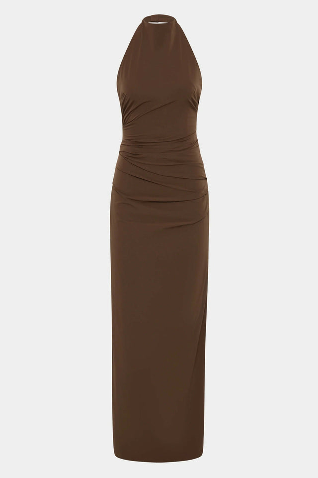 Sir The Label Sol Halter Gown in Mocha - Dresses