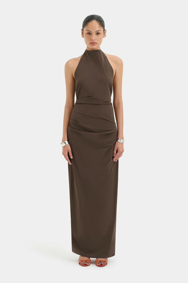 Sir The Label Sol Halter Gown in Mocha - Dresses