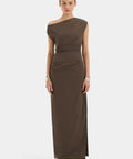 Sir The Label Sol Off Shoulder Gown in Mocha - Dresses